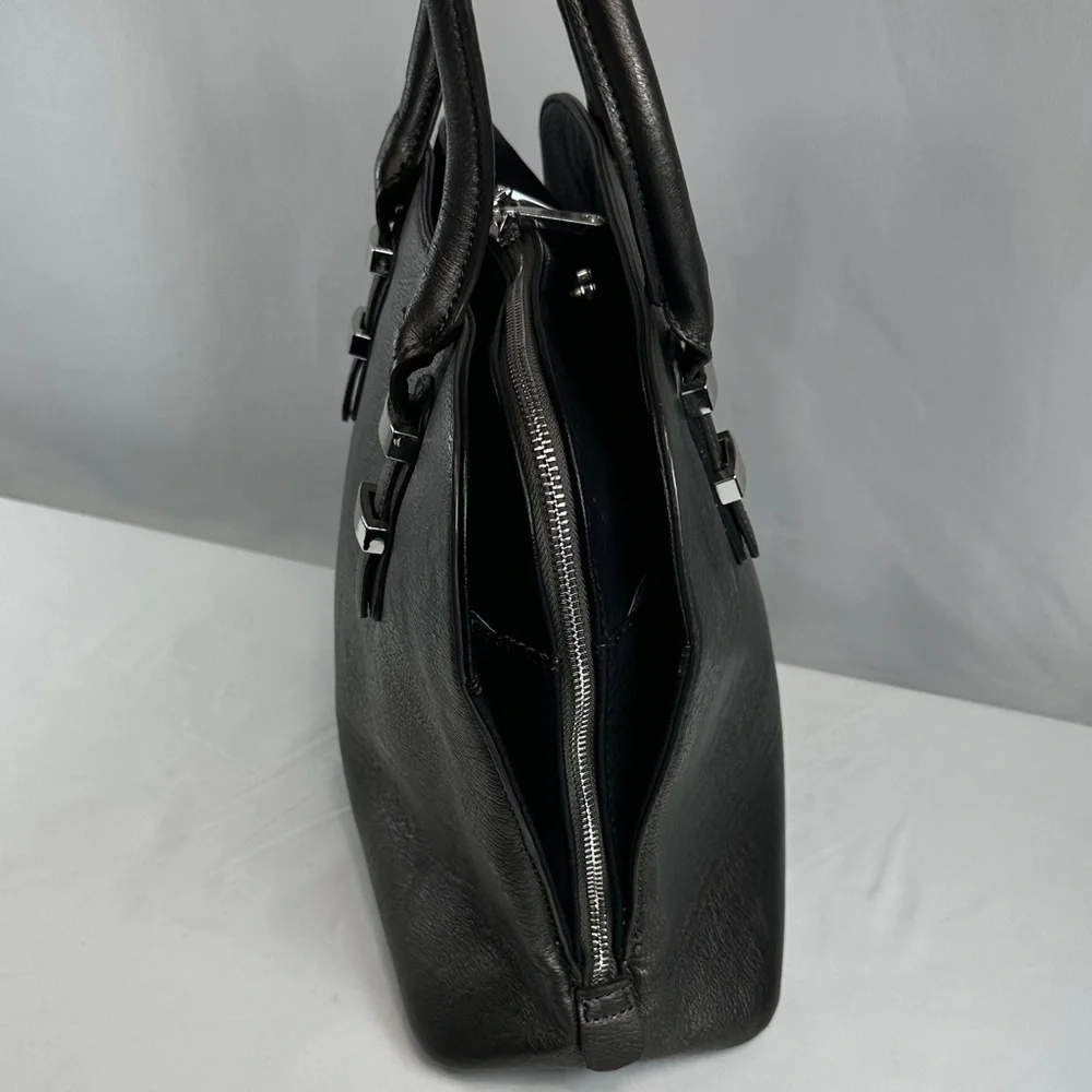 Dark Metallic/Shimmer Faux Leather Handbag/Laptop Tote
